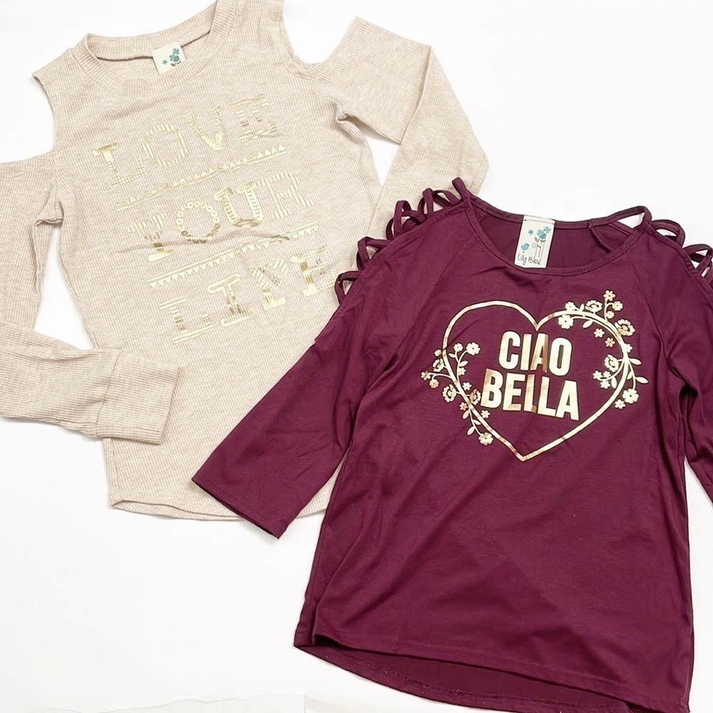 Lily Bleu long sleeve cold shoulder tops